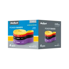 Zestaw gum do ćwiczeń lateksowy - Power Band PLs-2, 4-45 kg, 4 gumy, REBEL ACTIVE