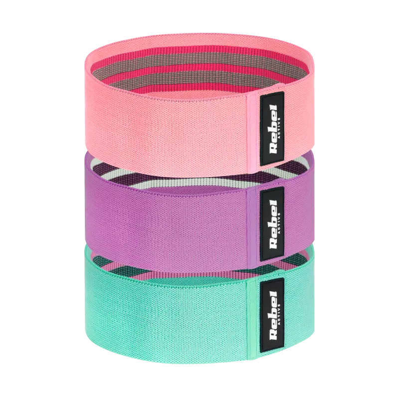 Zestaw gum do ćwiczeń materiałowy - Mini Band M, 27-55 kg, 3 gumy materiałowe, REBEL ACTIVE Zestaw gum do ćwiczeń materiałowy - Mini Band M, 27-55 kg, 3 gumy materiałowe, REBEL ACTIVE