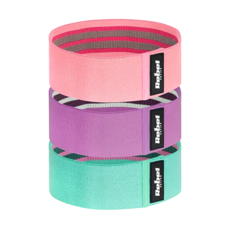 Zestaw gum do ćwiczeń materiałowy - Mini Band M, 27-55 kg, 3 gumy materiałowe, REBEL ACTIVE