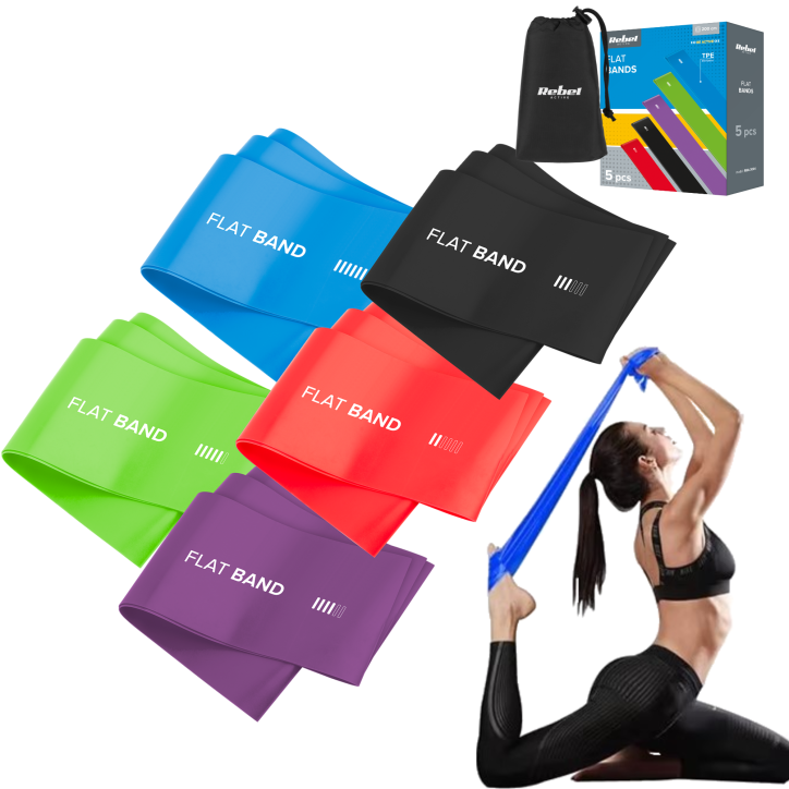Zestaw gum do ćwiczeń TPE 2m - Long Band Ls-1, 1-5 kg, 5 gum, REBEL ACTIVE Zestaw gum do ćwiczeń TPE 2m - Long Band Ls-1, 1-5 kg, 5 gum, REBEL ACTIVE