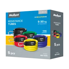 Zestaw gum oporowych do ćwiczeń - Power Tube Set , 5-30 kg, 5 gumy, REBEL ACTIVE