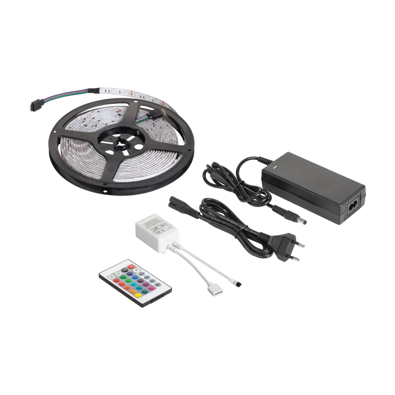 Zestaw oświetleniowy LED (sznur LED RGB, kontroler kolorów, zasilacz)