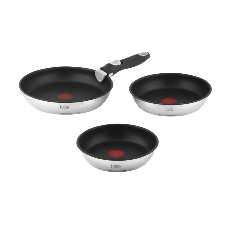 Zestaw patelni z odłączaną rączką 22cm , 24cm 28 cm TEESA FRYING PANS SINGLE HAND