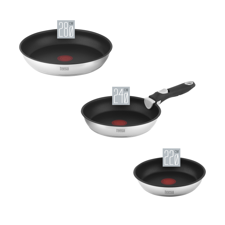 Zestaw patelni z odłączaną rączką 22cm , 24cm 28 cm TEESA FRYING PANS SINGLE HAND Zestaw patelni z odłączaną rączką 22cm , 24cm 28 cm TEESA FRYING PANS SINGLE HAND