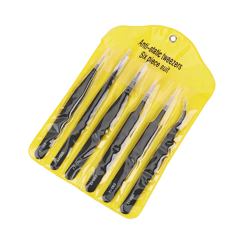 Zestaw pęset 6 szt. antystatycznych. Zestaw pęset 6 szt. antystatycznych.