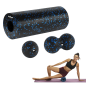 Zestaw wałek do masażu, roller, piłka, duoball , 3 elementy, kolor czarno-niebieski, materiał EPP, REBEL ACTIVE Zestaw wałek do masażu, roller, piłka, duoball , 3 elementy, kolor czarno-niebieski, materiał EPP, REBEL ACTIVE