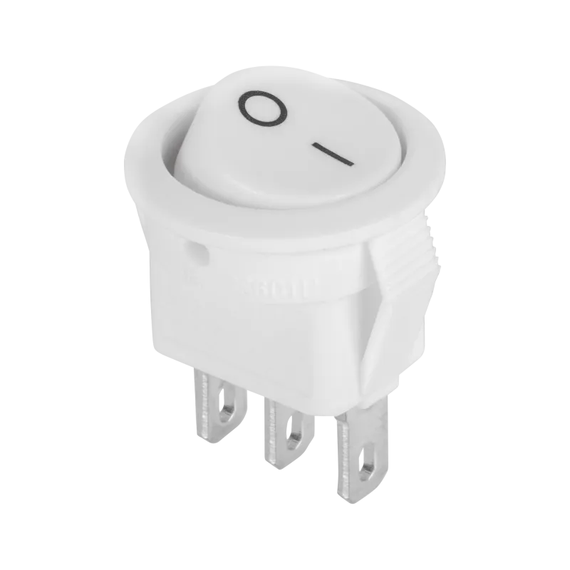 Złącze przełącznik kołyskowy okrągły 3 PIN 3A/250V biały