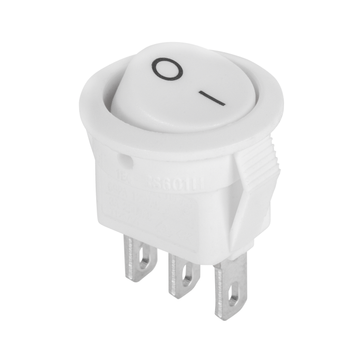 Złącze przełącznik kołyskowy okrągły 3 PIN 3A/250V biały Złącze przełącznik kołyskowy okrągły 3 PIN 3A/250V biały