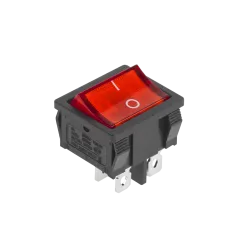 Złącze przełącznik prost.szer.4 pin poświetlany 230V czerwony