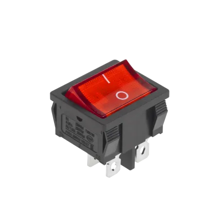 Złącze przełącznik prost.szer.4 pin poświetlany 230V czerwony