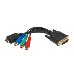 Złącze wtyk DVI (24+5) - HDMI gniazdo + 3 gniazda RCA