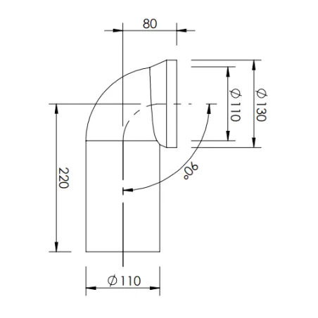 Kolano do WC FI 110mm 90 stopni L 220mm białe