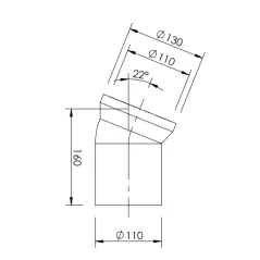 Kolano do WC Fi 110mm 22 stopnie L 160mm białe