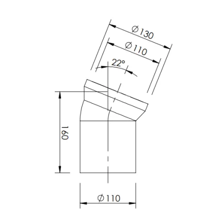 Kolano do WC Fi 110mm 22 stopnie L 160mm białe