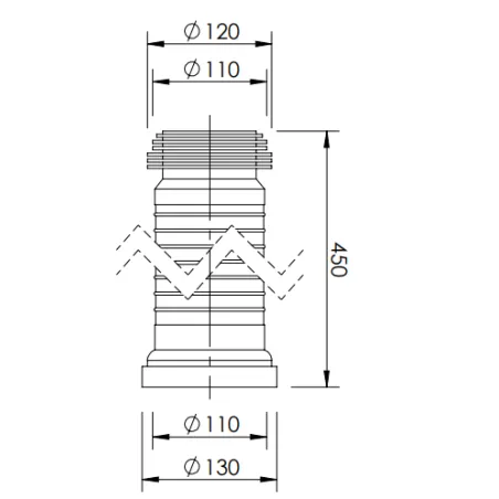 Złącze uniwersalne do WC Fi 110mm L 450mm białe