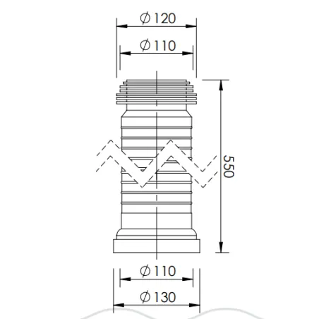 Złącze uniwersalne do WC Fi 110mm L 550mm białe