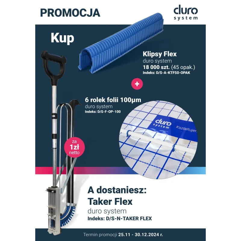 Taker Flex Duro System – profesjonalny taker do montażu folii Taker Flex Duro System – profesjonalny taker do montażu folii