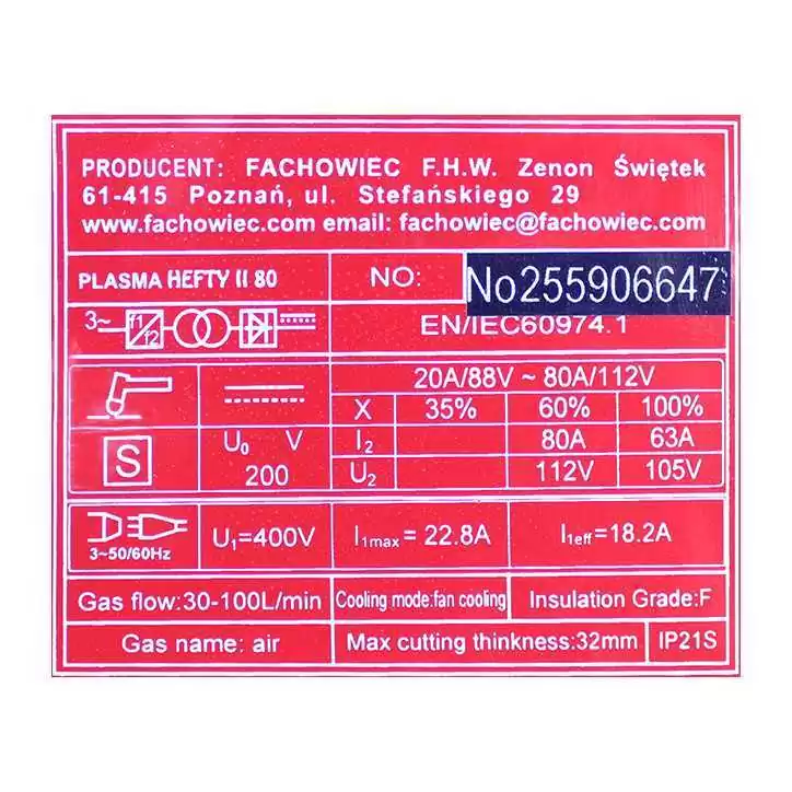 Przecinarka plazmowa HEFTY II 80 Welder Fantasy Przecinarka plazmowa HEFTY II 80 Welder Fantasy