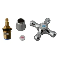 Pokrętło Retro niebieskie/czerwone z głowicą GC12G chrom Duro