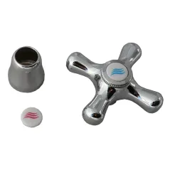 Pokrętło retro niebieskie/czerwone do baterii chrom Duro