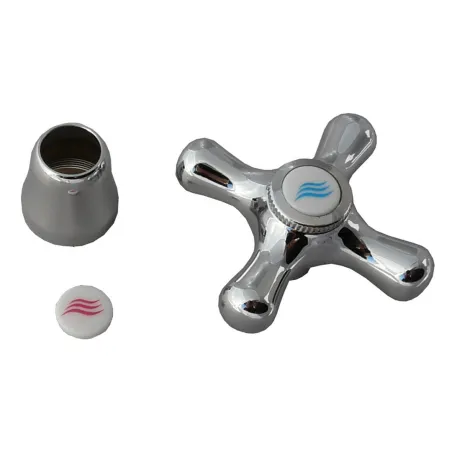 Pokrętło retro niebieskie/czerwone do baterii chrom Duro