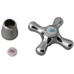 Pokrętło retro niebieskie/czerwone do baterii chrom Duro