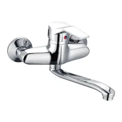 Bateria umywalkowa ścienna Duro Negro z ruchomą wylewką 15 cm