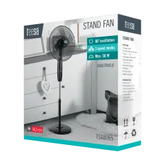 Wentylator stojacy sterowany pilotem TEESA , czarny