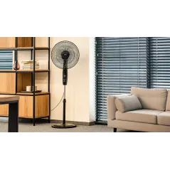 Wentylator stojacy sterowany pilotem TEESA , czarny