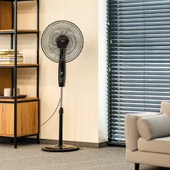 Wentylator stojacy sterowany pilotem TEESA , czarny