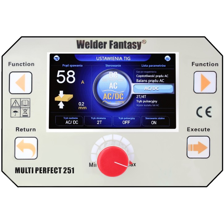 Półautomat spawalniczy 4w1 MULTI PERFECT BI-PULSE 251 4X4 MIG/MAG/PULS/PODWÓJNY PULS/FCAW/MMA/TIG AC/DC HF Welder Fantasy 230V Półautomat spawalniczy 4w1 MULTI PERFECT BI-PULSE 251 4X4 MIG/MAG/PULS/PODWÓJNY PULS/FCAW/MMA/TIG AC/DC HF Welder Fantasy 230V