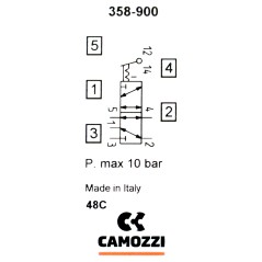 Zawór CAMOZZI 122-358-900 5/2 1/8" dzwignia bistabilny