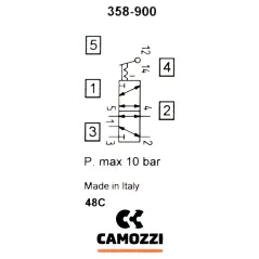 Zawór CAMOZZI 122-358-900 5/2 1/8" dzwignia bistabilny