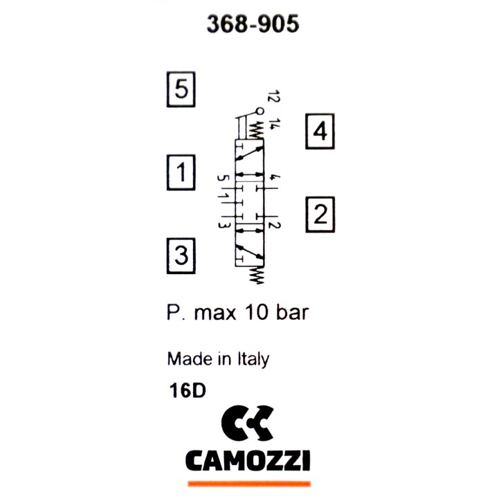 Zawór CAMOZZI 122-368-905 5/3 1/8" CC dźwignia monostabilny Zawór CAMOZZI 122-368-905 5/3 1/8" CC dźwignia monostabilny