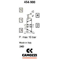 Zawór CAMOZZI 123-454-900 5/2 bistabilny 1/4" dźwignia