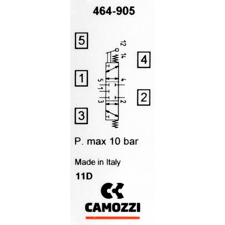 Zawór CAMOZZI 464-905 5/3 CC 1/4" dzwignia monostabilny Zawór CAMOZZI 464-905 5/3 CC 1/4" dzwignia monostabilny