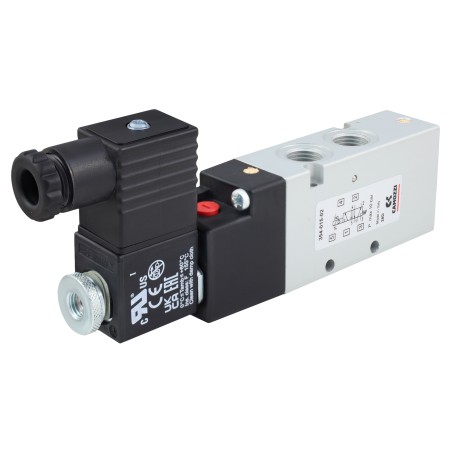 Zawór CAMOZZI 130-354-015-02 5/2 1/4" monostabilny + Cewka 24VAC / 12VDC + Wtyczka