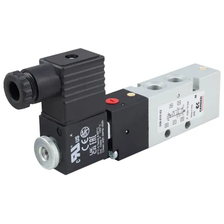 Zawór CAMOZZI 130-358-015-02 5/2 1/8" monostabilny + Cewka 24VAC / 12VDC + Wtyczka
