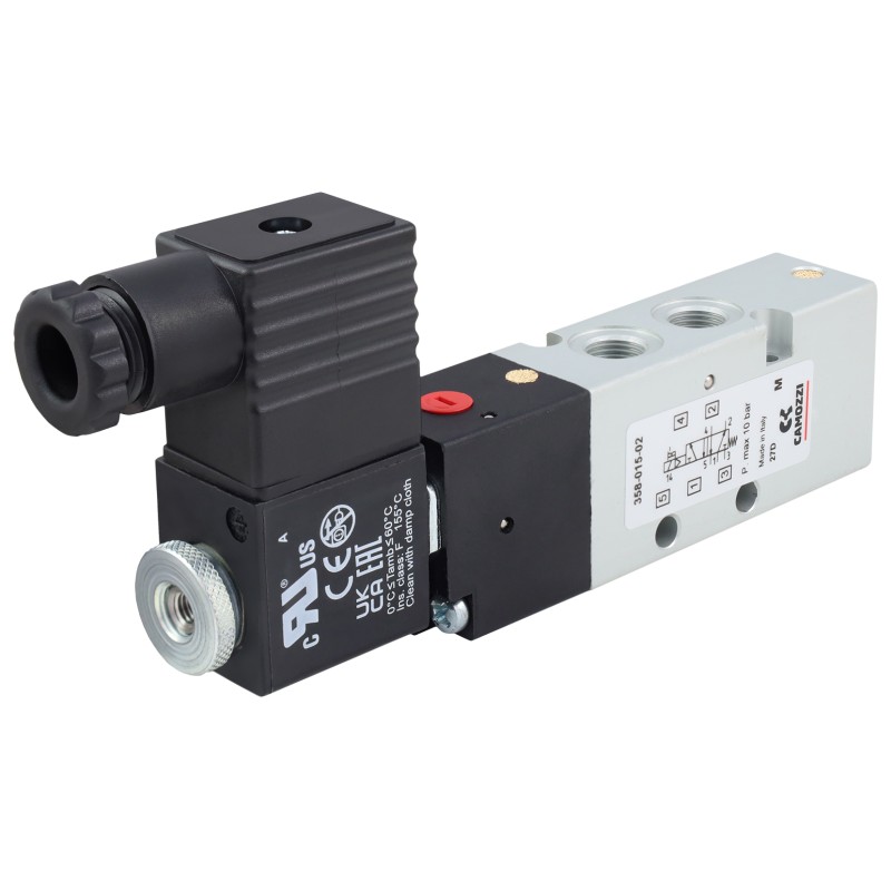 Zawór CAMOZZI 130-358-015-02 5/2 1/8" monostabilny + Cewka 48VAC / 24VDC + Wtyczka