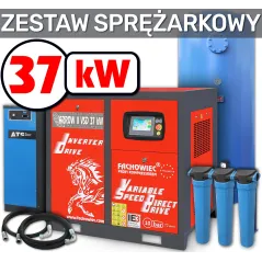 ARROW II sprężarka śrubowa VSD 37 kW 2040-5600 l/min. 10bar + zbiornik 1000l + separator + osuszacz + filtry P i M + osprzęt