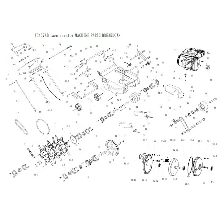 Katalog części Aerator WEIBANG WB457AB_M Katalog części Aerator WEIBANG WB457AB_M