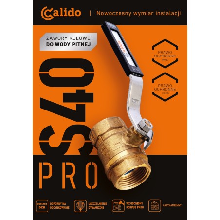 Zawór kulowy 1" antykamienne woda pitna seria S40 PRO
