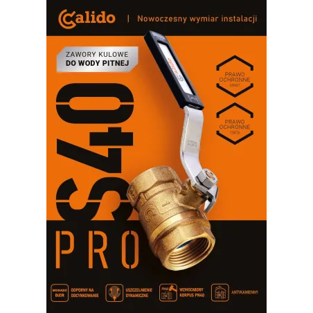 Zawór kulowy 1" antykamienne woda pitna seria S40 PRO
