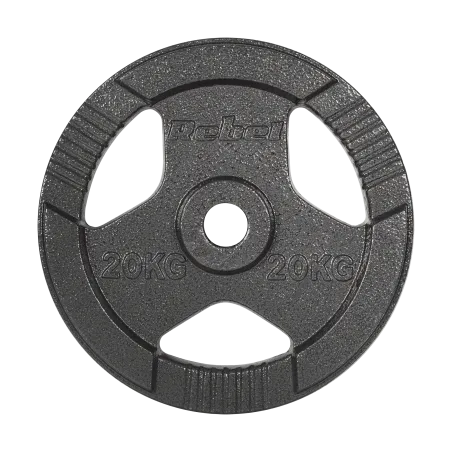 Obciążenie żeliwne olimpijskie 20kg, otwór 51mm, talerz z uchwytami, REBEL ACTIVE