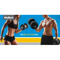 Obciążenie żeliwne olimpijskie 20kg, otwór 51mm, talerz z uchwytami, REBEL ACTIVE