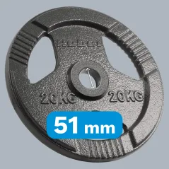 Obciążenie żeliwne olimpijskie 20kg, otwór 51mm, talerz z uchwytami, REBEL ACTIVE