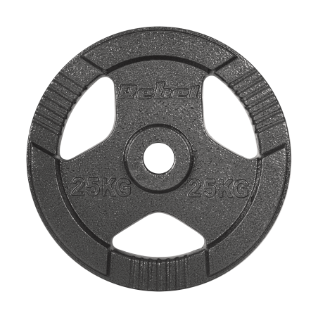 Obciążenie żeliwne olimpijskie 25kg, otwór 51mm, talerz z uchwytami, REBEL ACTIVE