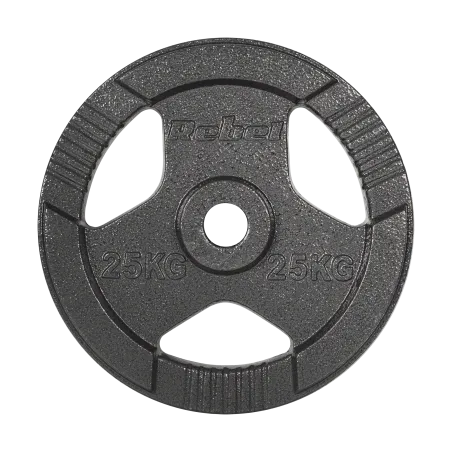 Obciążenie żeliwne olimpijskie 25kg, otwór 51mm, talerz z uchwytami, REBEL ACTIVE
