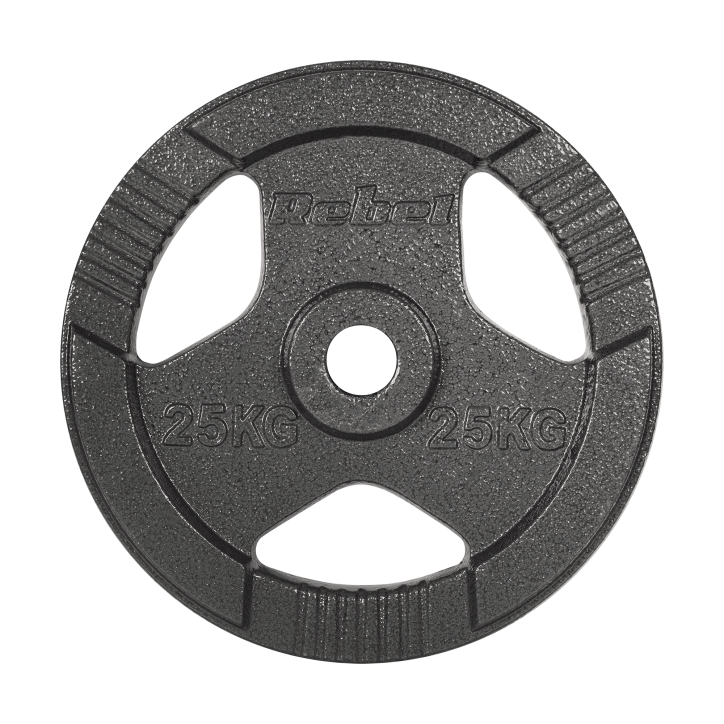 Obciążenie żeliwne olimpijskie 25kg, otwór 51mm, talerz z uchwytami, REBEL ACTIVE Obciążenie żeliwne olimpijskie 25kg, otwór 51mm, talerz z uchwytami, REBEL ACTIVE
