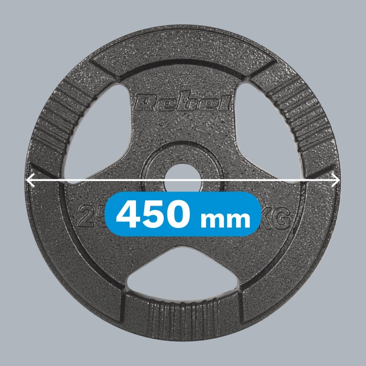 Obciążenie żeliwne olimpijskie 25kg, otwór 51mm, talerz z uchwytami, REBEL ACTIVE Obciążenie żeliwne olimpijskie 25kg, otwór 51mm, talerz z uchwytami, REBEL ACTIVE